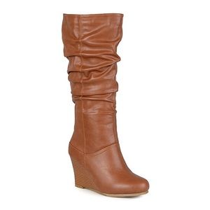 Journee Collection Hana Wide Calf Wedge Boots
